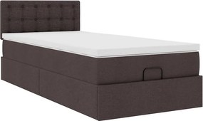 vidaXL Οθωμανικό κρεβάτι με στρώμα Σκούρο καφέ 80x200cm ύφασμα