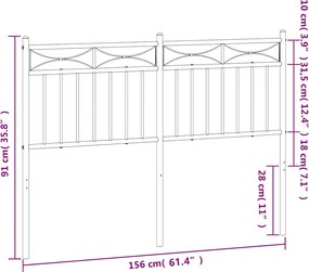 vidaXL Ανταλλακτικό κεφαλάρι Λευκό 150 εκ. Μεταλλικό