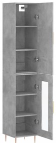 vidaXL Ντουλάπι Γκρι Σκυροδέματος 34,5x34x180 εκ. Επεξεργασμένο Ξύλο