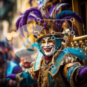 Intra Συλλεκτικό Ξύλινο Παζλ Plywood  4mm - Ζωντανή αποκριάτικη γιορτή με πολύχρωμες στολές Σε Ξύλινο Κουτί - Διαστάσεις: 10x10 cm – 25 κομμάτια