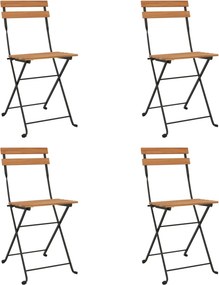 vidaXL Καρέκλες Bistro Πτυσσόμενες 4 τεμ. Μασίφ Ξύλο Teak και Ατσάλι