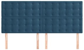 vidaXL Κεφαλάρια Κρεβατιού 4 τεμ.Σκούρο Μπλε 100x5x78/88 εκ. Βελούδινο