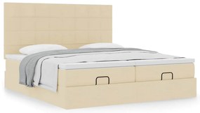 vidaXL Οθωμανικό Κρεβάτι με Στρώματα Κρέμα 200x200cm Ύφασμα