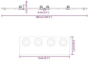 Μηχανισμός Συρόμενης Μεσόπορτας Μαύρος 366 εκ. Ατσάλινος