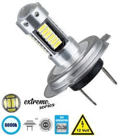 GloboStar® 81414 Λάμπα Αυτοκίνητου H7 3rd Generation Can-Bus Extreme Series LED 30 SMD 4014 6W 900lm 360° DC 12V IP20 Ψυχρό Λευκό 6000K