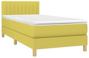 vidaXL Κρεβάτι Boxspring με Στρώμα Πράσινο 100 x 200 εκ. Υφασμάτινο