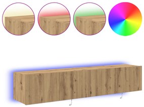 vidaXL Καλόγεροι Τηλεόρασης με Φώτα LED 2 τεμ Κατασκευαστής Δρύς 80x35x31 εκ
