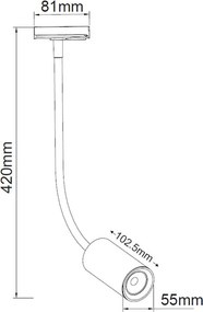 Σποτ led ράγας 2 καλωδίων λευκό 10W 230V 4000k λευκό φως 900lm δέσμης 24°