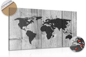 Εικόνα σε ασπρόμαυρο χάρτη από φελλό σε ξύλινο φόντο - 120x80  transparent