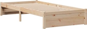 vidaXL Κρεβάτι Βιβλιοθήκη Χωρίς Στρώμα 75x190 εκ Μασίφ Ξύλο Πεύκο