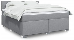 vidaXL Κρεβάτι Boxspring με Στρώμα Ανοιχτό Γκρι 180x200 εκ. Υφασμάτινο
