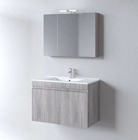 Martin Omega 100 Grey Oak - Πάγκος με Νιπτήρα &amp; Καθρέπτη