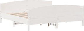 vidaXL Σκελετός Κρεβ. Χωρίς Στρώμα Λευκό 180x200 εκ Μασίφ Πεύκο