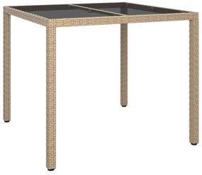vidaXL Τραπέζι Φαγητού Κήπου Μπεζ 90x90x75 εκ Πολυ Ρατάν