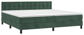 Κρεβάτι Boxspring με Στρώμα Σκούρο Πράσινο 200x200εκ. Βελούδινο - Πράσινο