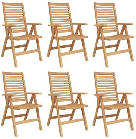 Καρέκλα Κήπου 6 pcs Καφέ 52 x 64.5 x 108 εκ. Μασίφ ξύλο teak