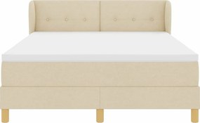 vidaXL Κρεβάτι με ελατήρια με κεφαλάρι Κρεμ 140 x 200 cm ύφασμα
