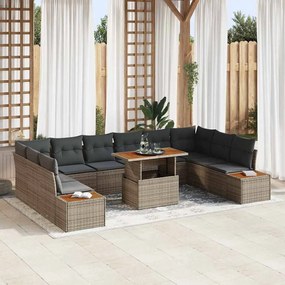 vidaXL Σέτ φαγητού για κήπο 11 pcs Γκρι, Καφέ 100 x 55 x 73 εκ