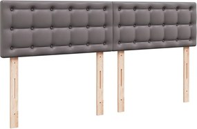 vidaXL Κρεβάτι Boxspring με Στρώμα Γκρι 200x200 εκ. Συνθετικό Δέρμα