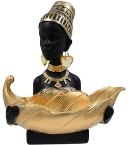 Διακοσμητική Φιγούρα Africa Queen 374-224-410 25x15x23cm Black-Gold Πολυρεσίνη