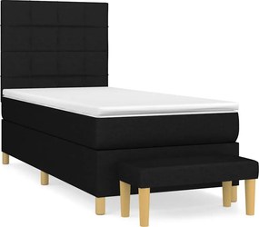 vidaXL Κρεβάτι Boxspring με Στρώμα Μαύρο 90x200 εκ. Υφασμάτινο