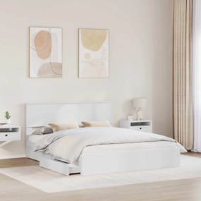 vidaXL Κρεβάτι Αποθήκης Λευκό 160 x 200 cm Επεξεργασμένο ξύλο