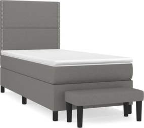 vidaXL Κρεβάτι Boxspring με Στρώμα Σκούρο Γκρι 90x200 εκ. Υφασμάτινο