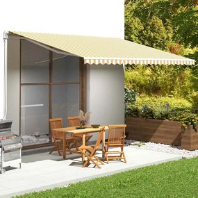 vidaXL Ανταλλακτικό Ύφασμα Τέντας Κίτρινο και Λευκό 5x3,5 μ. Πολυεστέρας