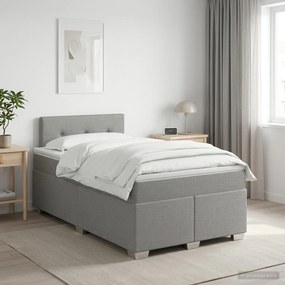 vidaXL Κρεβάτι box spring με στρώμα Ανοιχτό γκρι 120 x 200 cm Ύφασμα