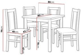 Σετ τραπεζαρίας Victorville 310, 78x80x80cm, Αριθμός θέσεων: 4, Γωνιακό, Ξύλο: Οξιά | Epipla1.gr