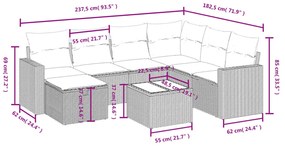 vidaXL Σετ Καναπέ Κήπου 8 τεμ. Μικτό Μπεζ Συνθετικό Ρατάν με Μαξιλάρια