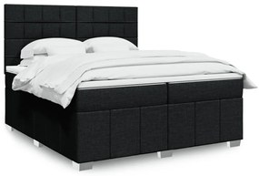 vidaXL Κρεβάτι Boxspring με Στρώμα Μαύρο 200x200 εκ. Υφασμάτινο