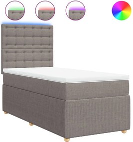 vidaXL Κρεβάτι Boxspring με Στρώμα Taupe 90x200 εκ. Υφασμάτινο