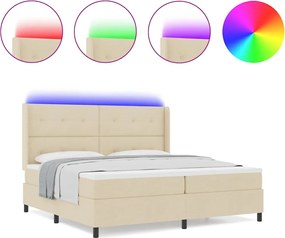 vidaXL LED Κρεβάτι με βάθρο με στρώμα Κρεμ 200 x 200 cm ύφασμα