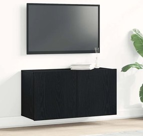 Έπιπλο Τηλεόρασης Μαύρο Δρυς 80x30x41 εκ. από Τεχνητό Ξύλο