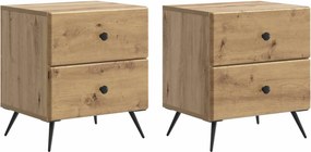 vidaXL Κομοδίνο 2 τεμ. Artisan Δρυς 43 x 34,5 x 47,5 εκ