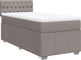 vidaXL Κρεβάτι Boxspring με Στρώμα Taupe 90x200 εκ. Υφασμάτινο