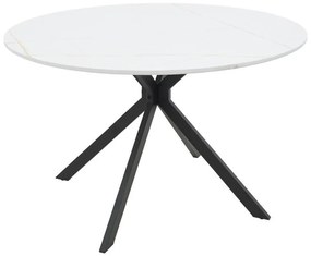 Τραπέζι Τραπεζαρίας Xuson Μdf Λευκό Μάρμαρο χρώμα με Μαύρα Μεταλλικά πόδια Φ120x75εκ. 120x120x75 εκ.