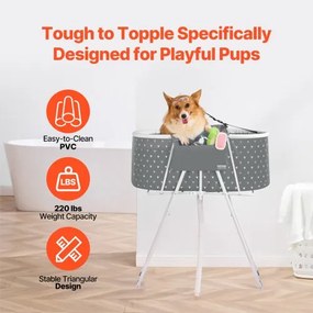 VEVOR Foldable Dog Bathtub Elevated Grey Shower Station for Small &amp; Medium Pets