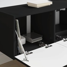 vidaXL Ντουλάπι Τηλεόρασης Τοίχου 2 pcs Μαύρο Επεξεργασμένο Ξύλο