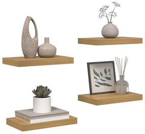 vidaXL Ράφι Τοίχου 4 pcs Καφέ 40 x 23,5 x 4 εκ Επεξεργασμένο ξύλο