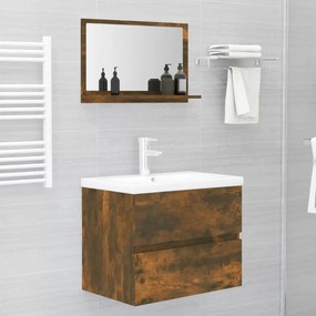 vidaXL Καθρέφτης Μπάνιου Καπνιστή Δρυς 60x10,5x37 εκ. Επεξεργ. Ξύλο