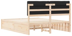 vidaXL Σκελετός Κρεβατιού με Επενδεδυμένο Κεφαλάρι Μαύρο 150 x 200 cm