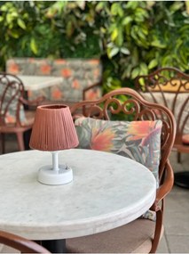 Stewehome Ασύρματη επιτραπέζια λάμπα με λευκή βάση και καφέ αμπαζούρ Καφέ