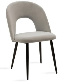 Καρέκλα Jonah pakoworld βελούδο γκρι-μαύρο πόδι