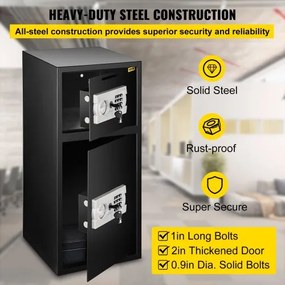 VEVOR 33&quot; Digital Double Door Safe Depository Box Gun Safes Cash Office Security Lock Strong Iron Larger Digital Safe Box