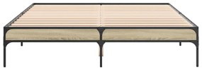 vidaXL Πλαίσιο Κρεβατιού Sonoma Δρυς 140x200 εκ. Επεξ. Ξύλο &amp; Μέταλλο