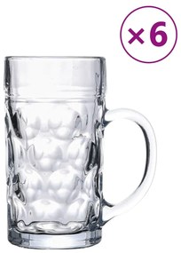 Κούπα Μπίρας με Λαβή Γυάλινη 6 Τεμ. 1000 ml - Διαφανές