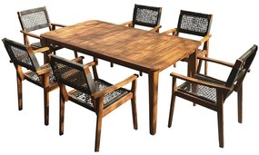 Τραπεζαρία Amorgos (Σετ 7Τμχ) 251421 180x100x75/62,5x63x91cm Natural Six Seater