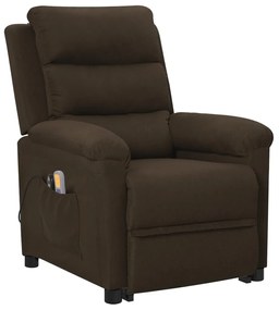 vidaXL Πολυθρόνα Μασάζ με Ανύψωση Σκούρο Καφέ Υφασμάτινη